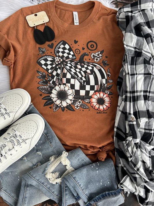 Checkered Pumpkin Graphic Tee