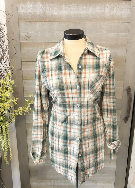 Sage Green Button Down Plaid