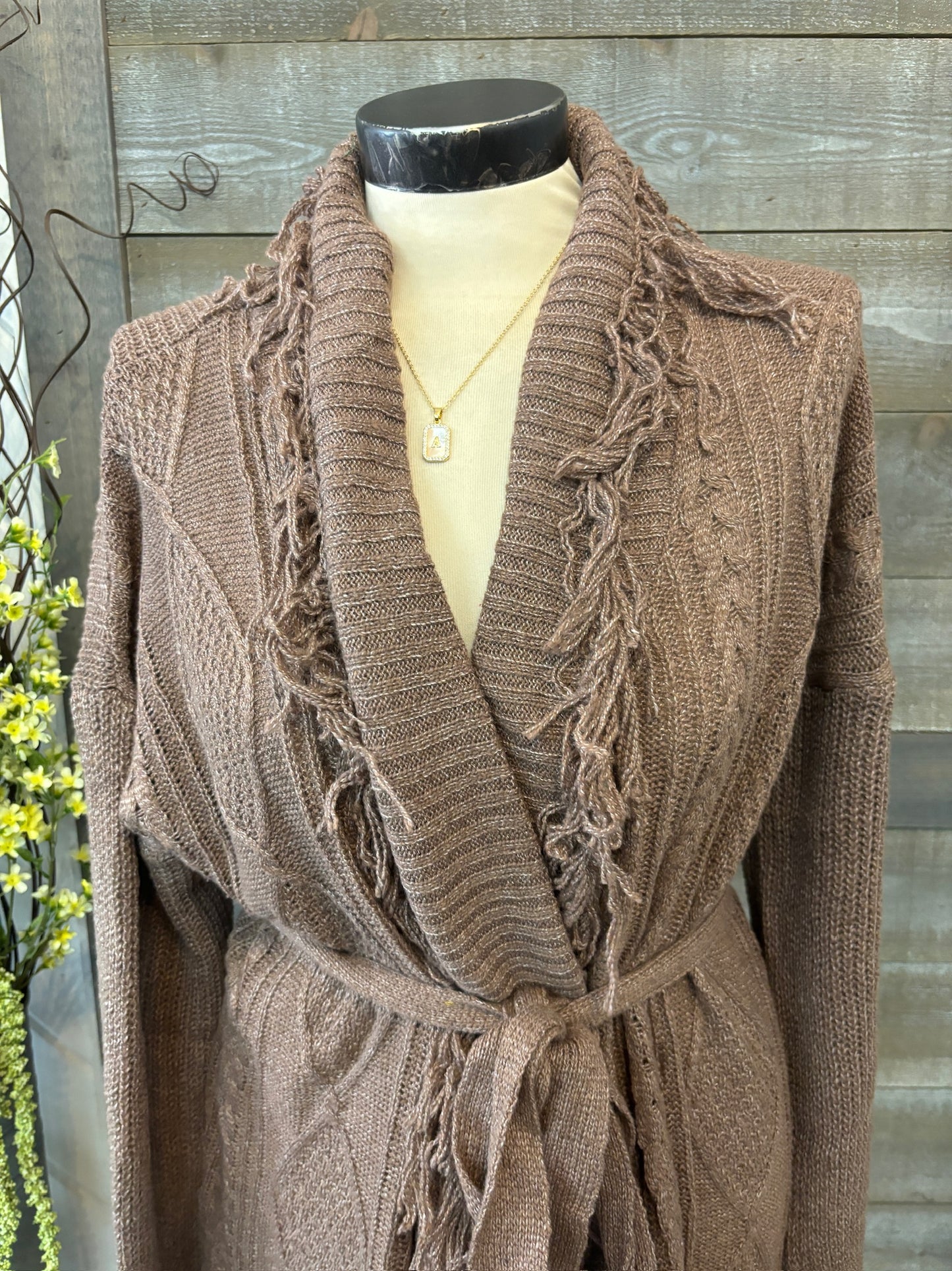 Brown Fringe Cardigan