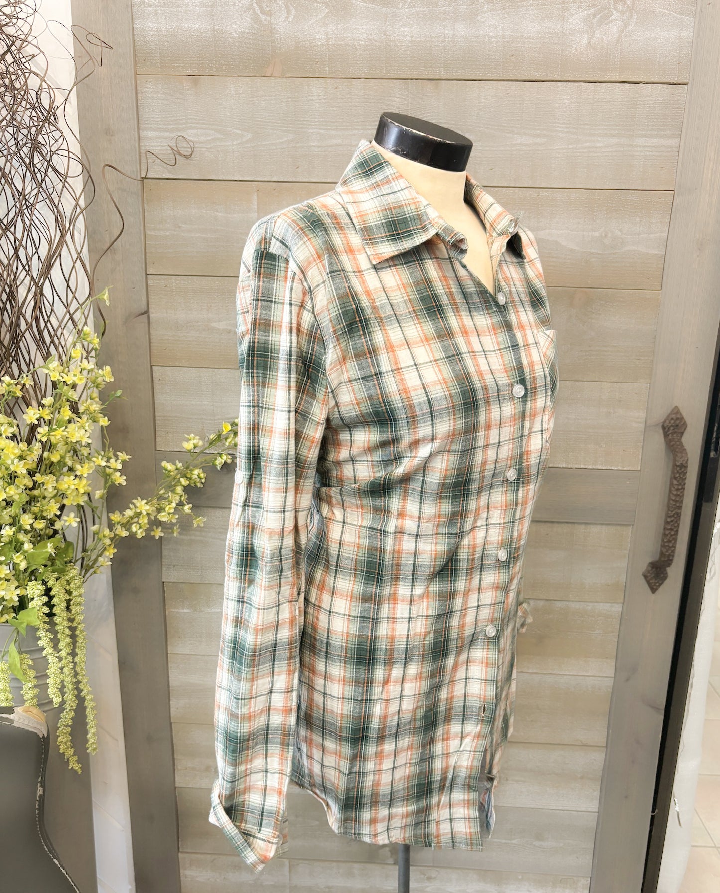 Sage Green Button Down Plaid