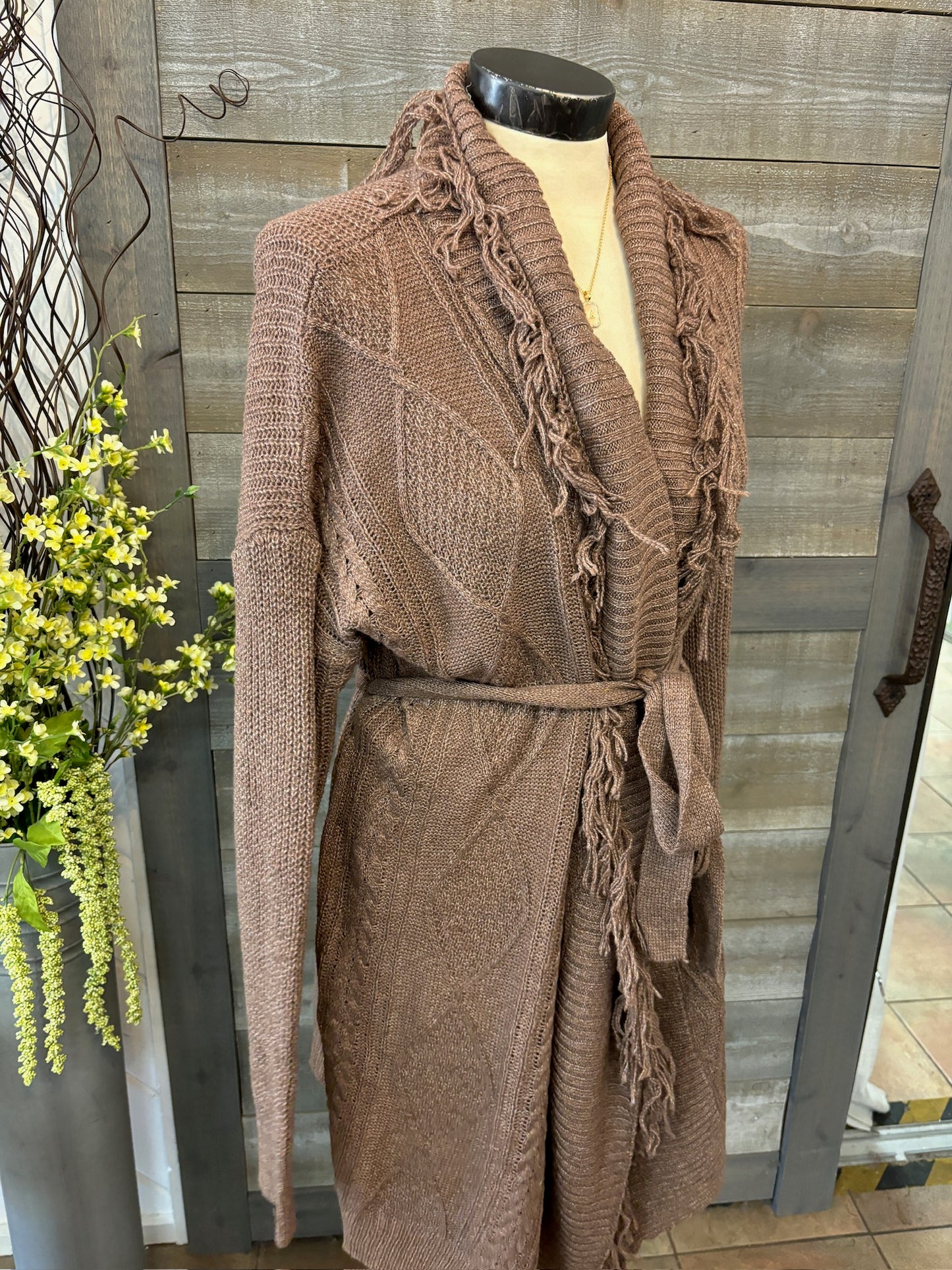 Brown Fringe Cardigan