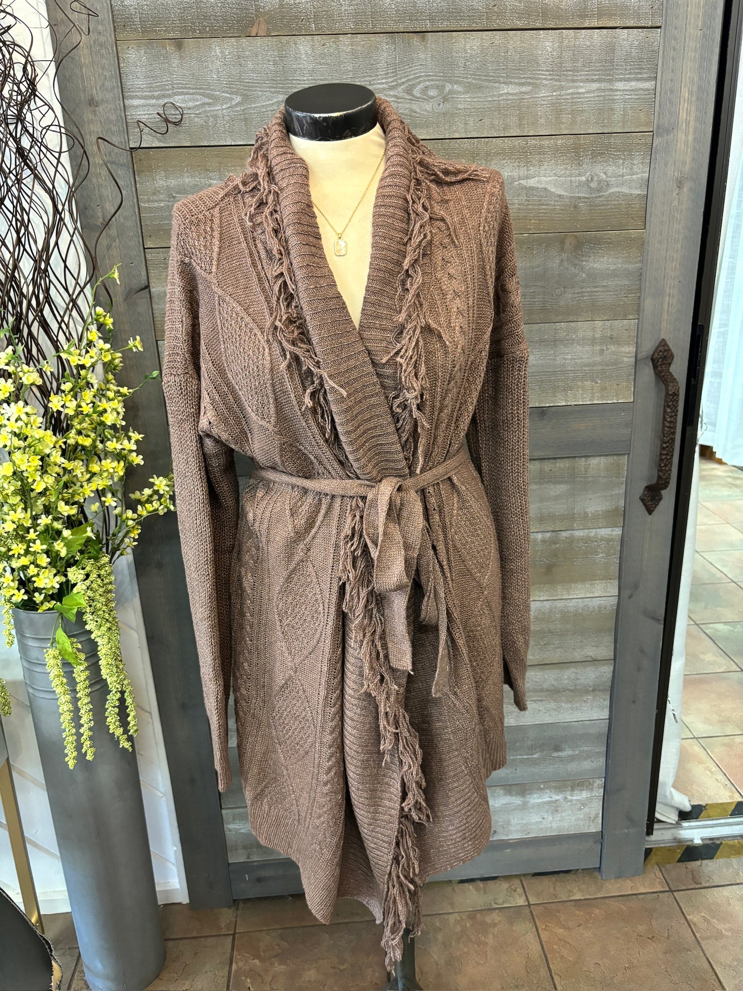 Brown Fringe Cardigan