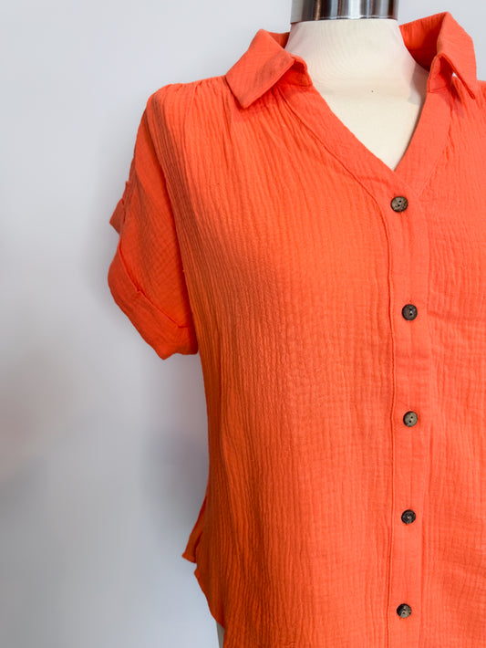 Gauze Button Down Top