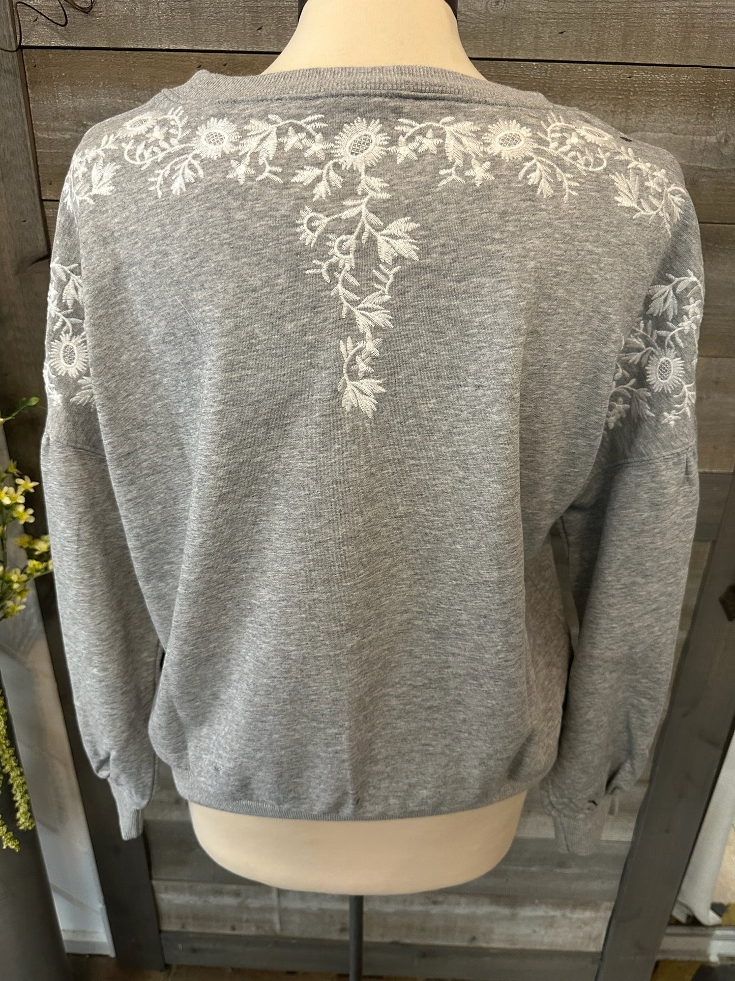 Grey Embroidered Sweatshirt