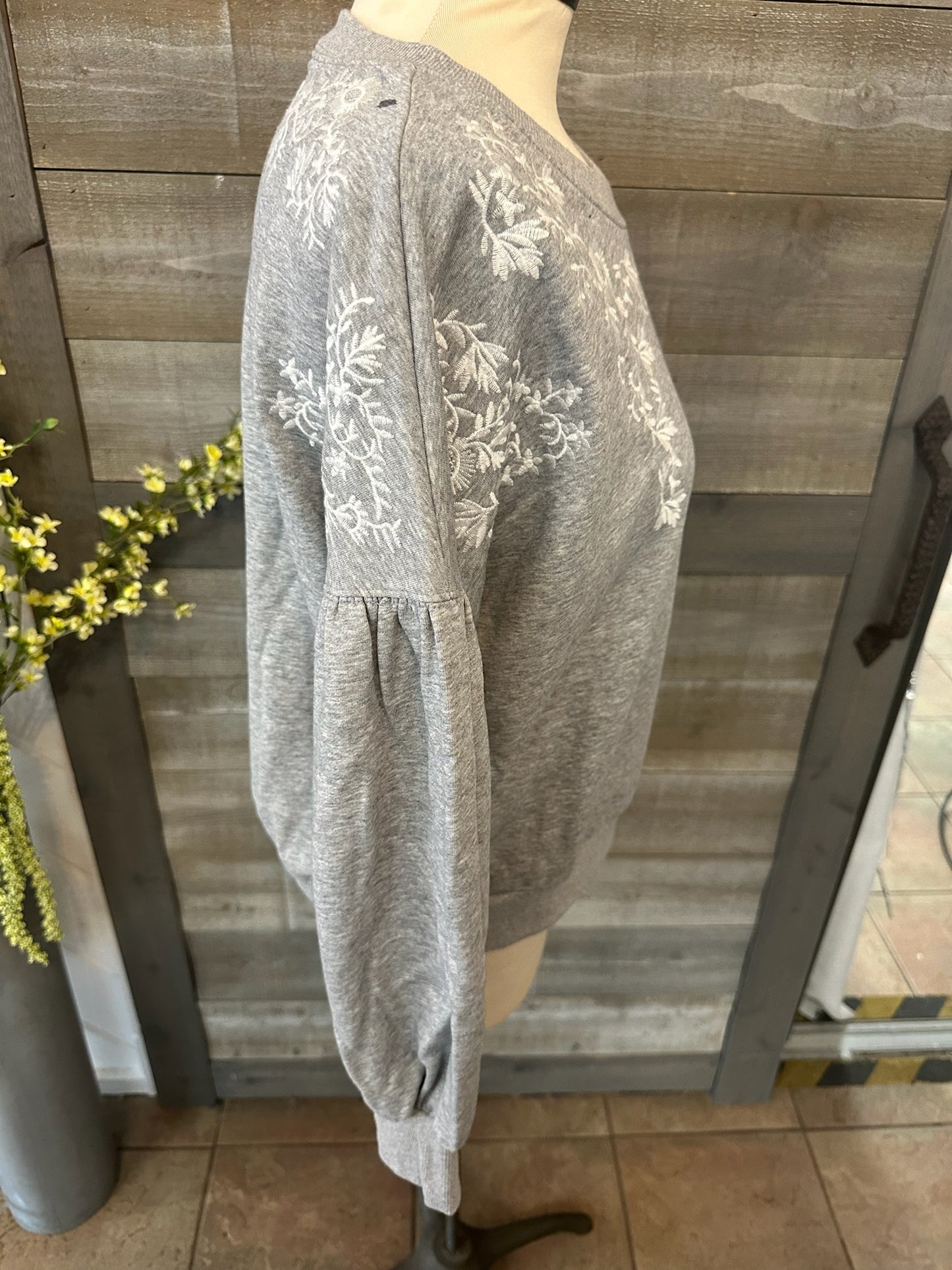 Grey Embroidered Sweatshirt