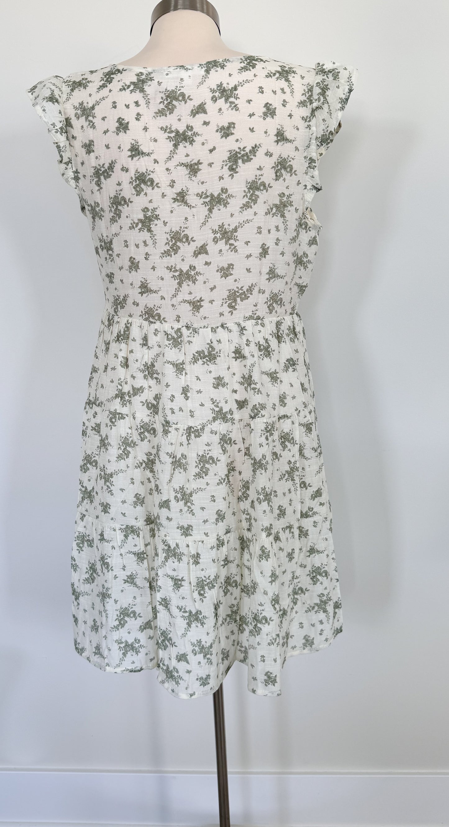 Cream Floral Button Dress