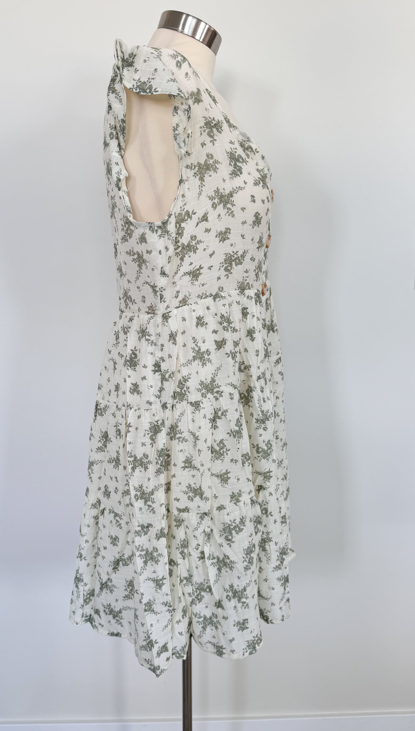 Cream Floral Button Dress