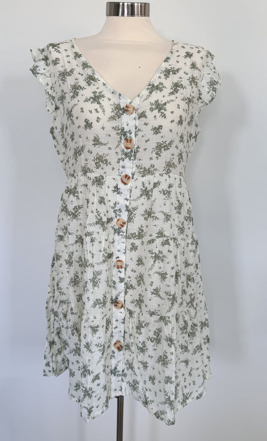 Cream Floral Button Dress