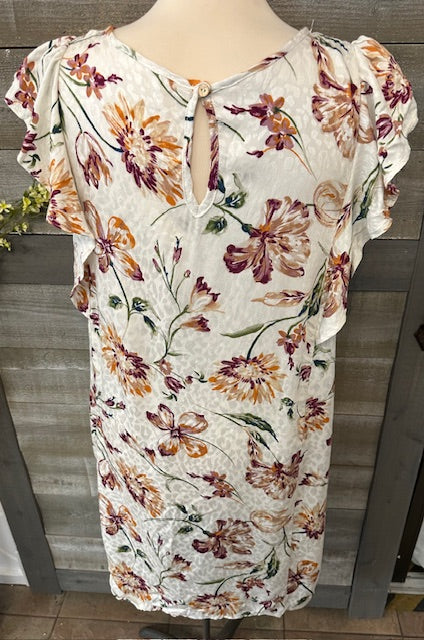 Floral Flutter Sleeve Dress