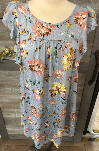 Floral Flutter Sleeve Dress