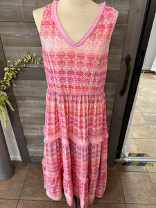 Pink Geometric Tassel Dress