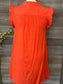 Orange Button Down Flutter Sleeve Dress