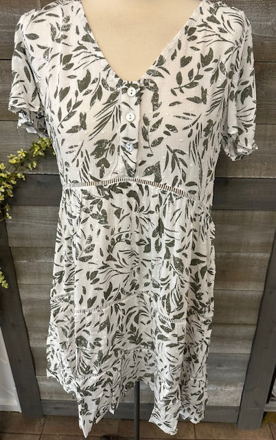 Printed Sleer Sleeve Short Dress