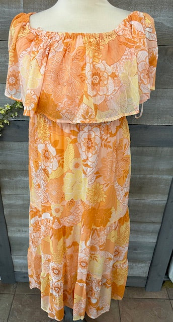 Orange Floral Maxi Dress