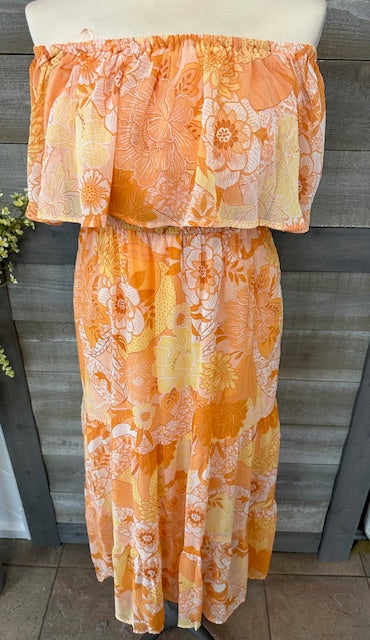 Orange Floral Maxi Dress