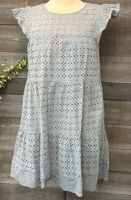 Pale Blue Cutout Flutter Sleeve Dress