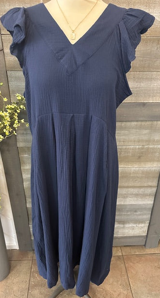 Navy V-Neck Dress