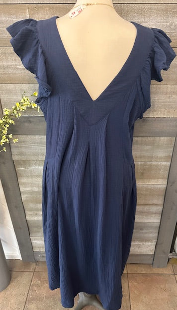 Navy V-Neck Dress