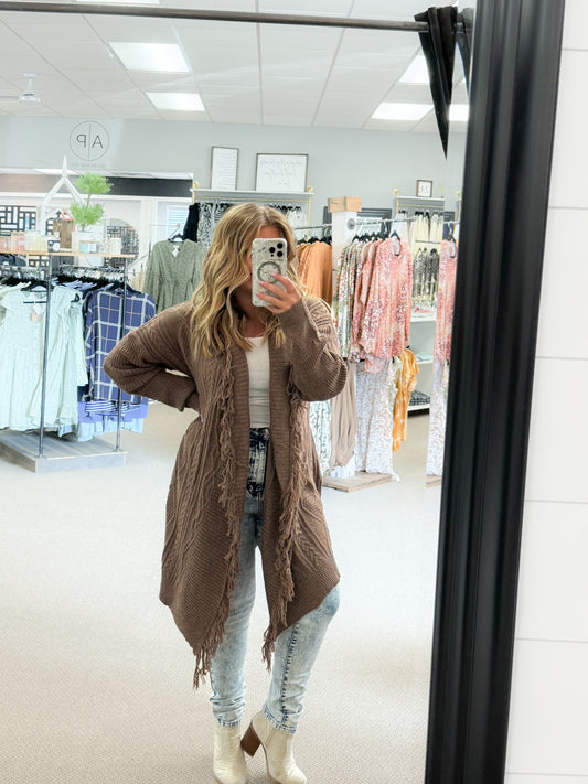 Brown Fringe Cardigan