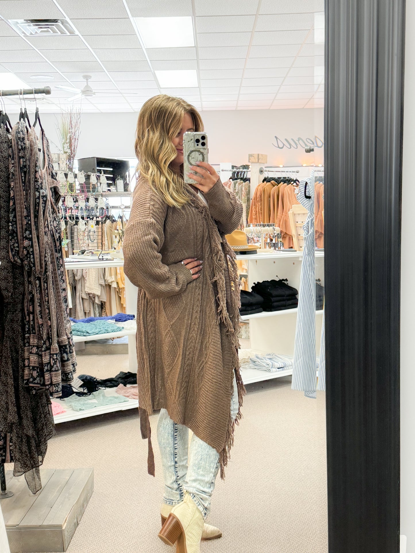 Brown Fringe Cardigan