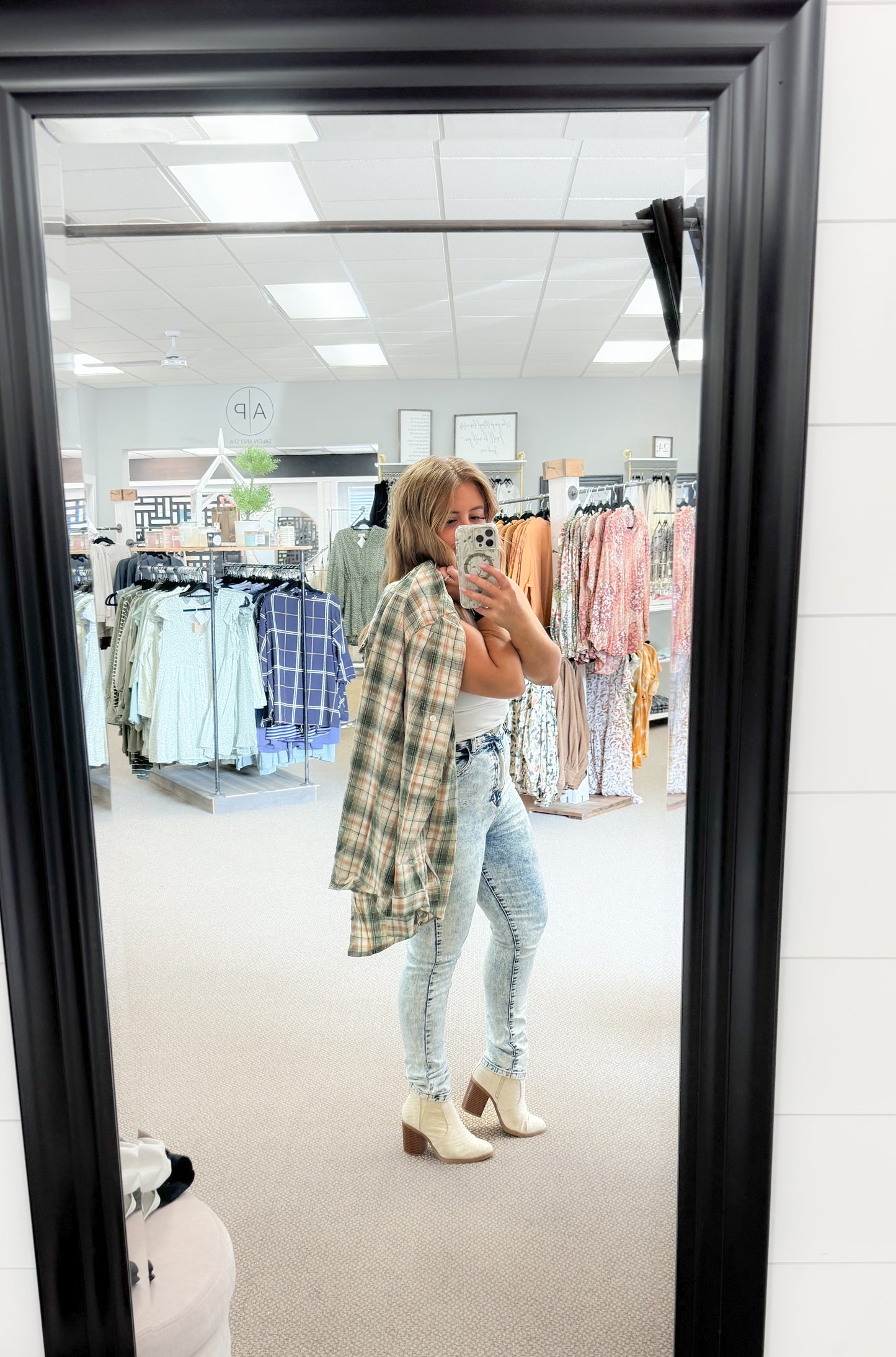 Blue White Plaid Button Down