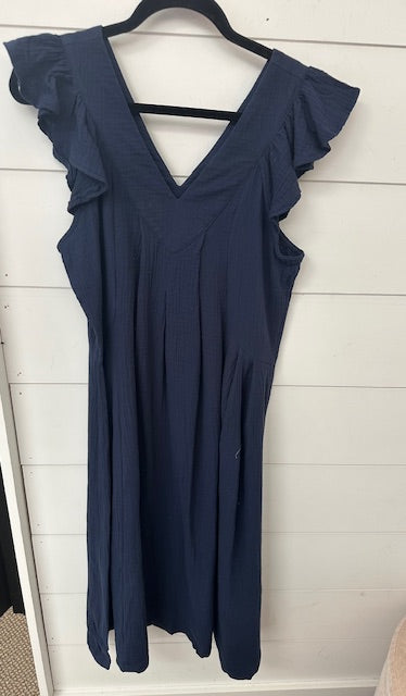 Navy V-Neck Dress