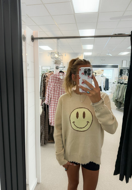 Distressed Smiley Sweater