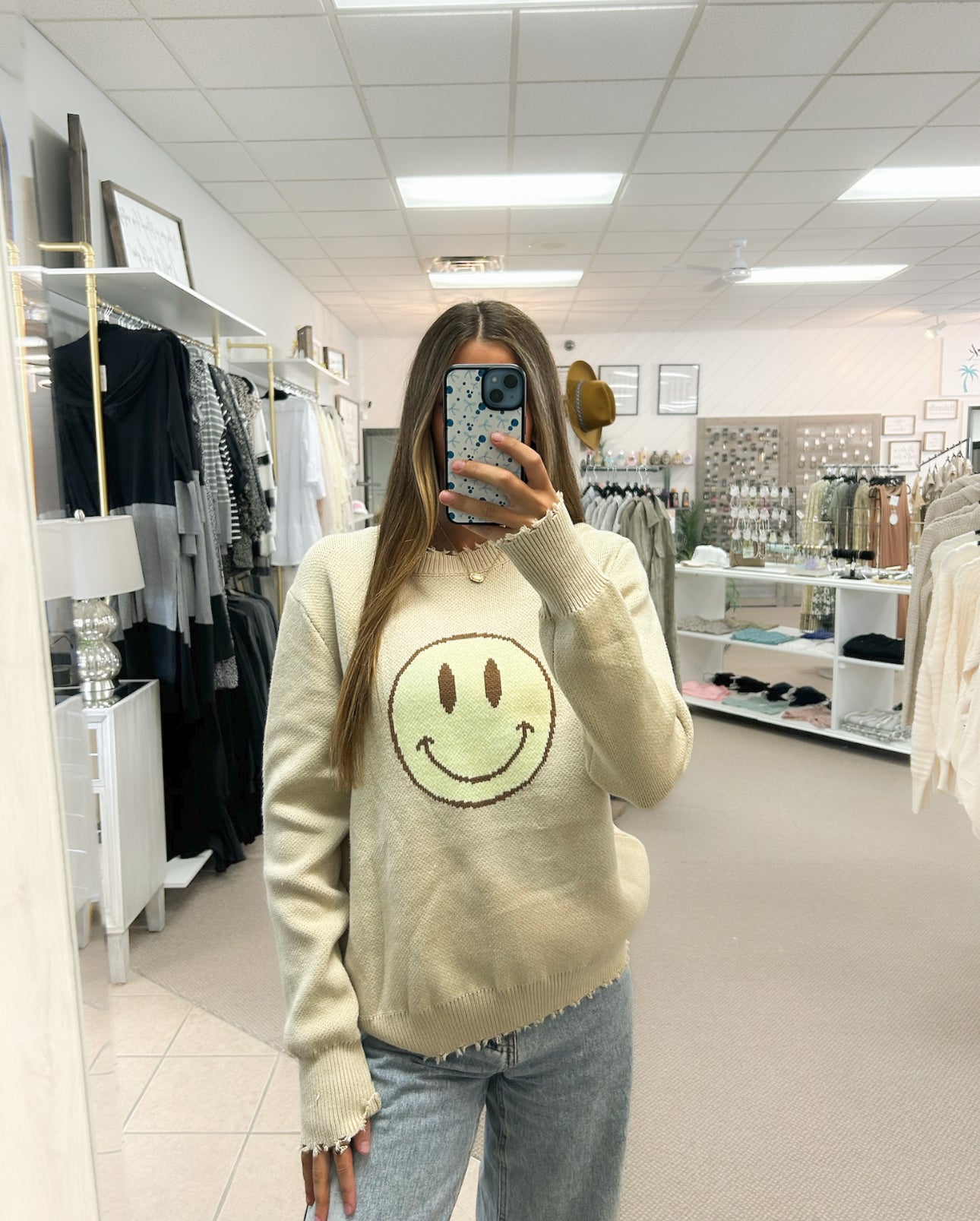 Distressed Smiley Sweater