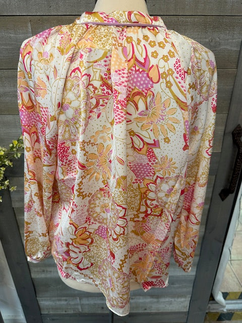 Tie Neck Floral Shirt