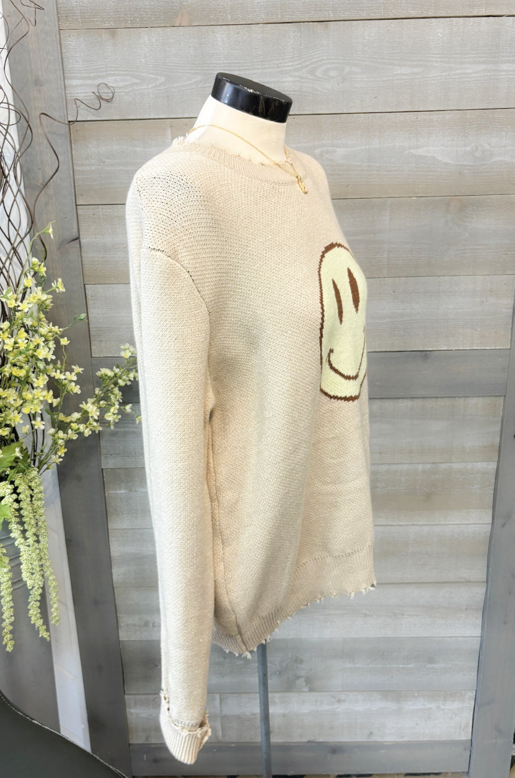 Distressed Smiley Sweater