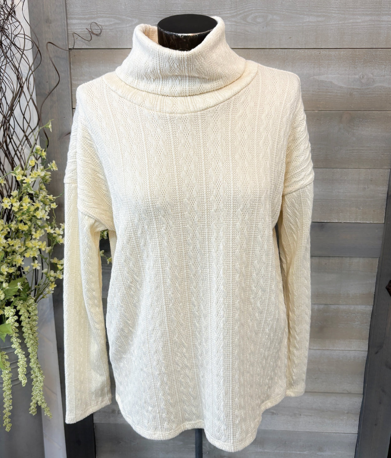 White Texture Turtleneck