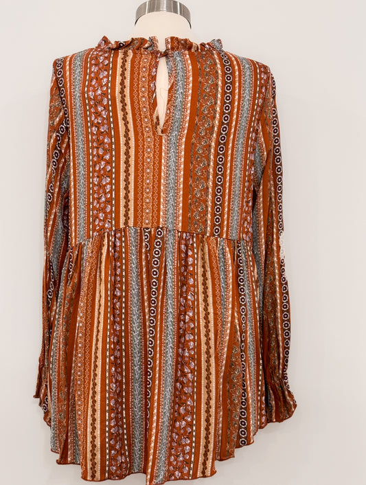 Stripped Burnt Orange Blouse