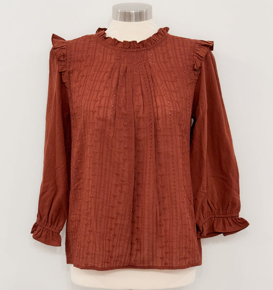 Rust Embroidered Top