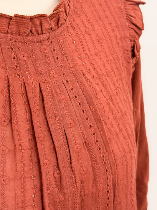 Rust Embroidered Top