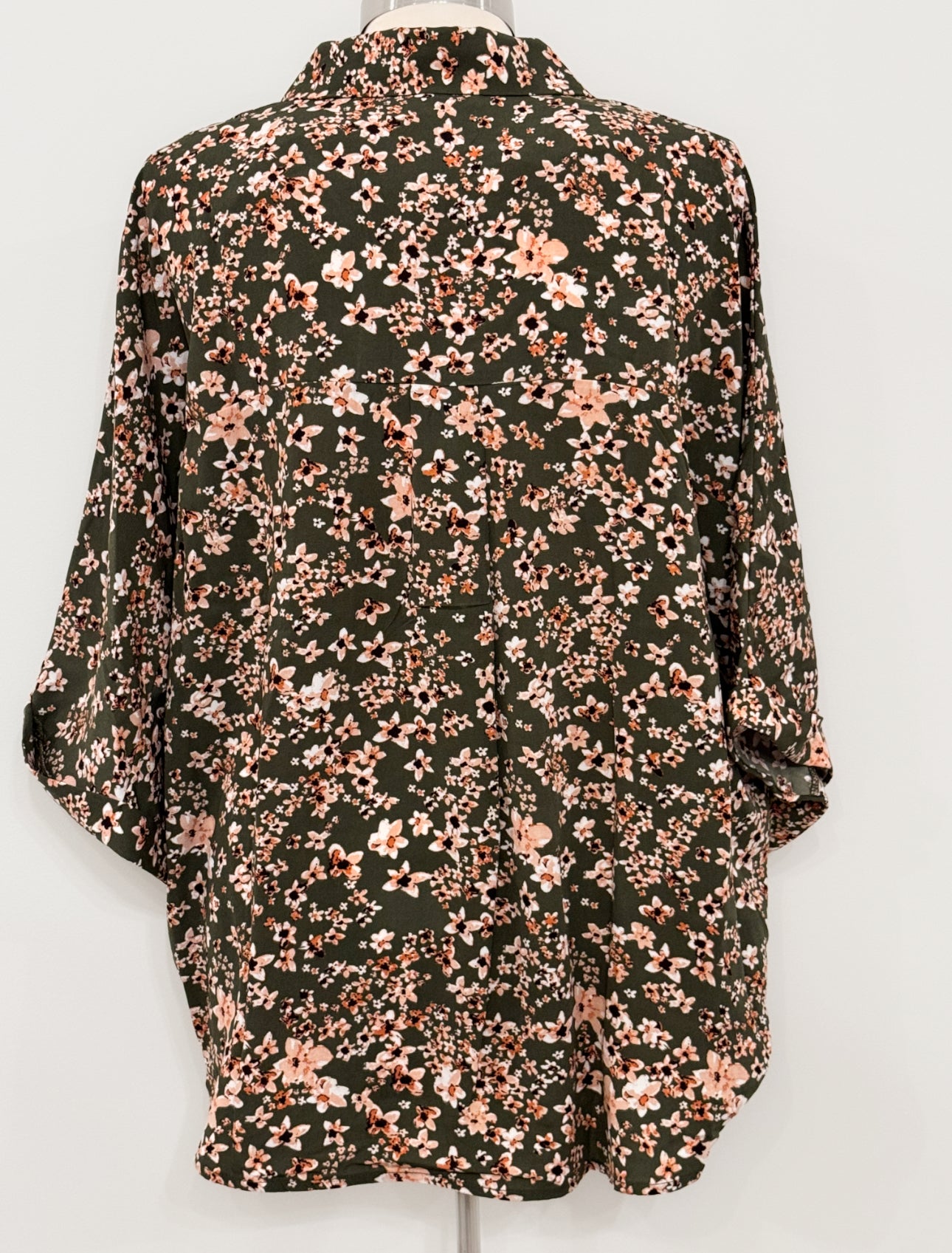 Olive Green Floral Blouse