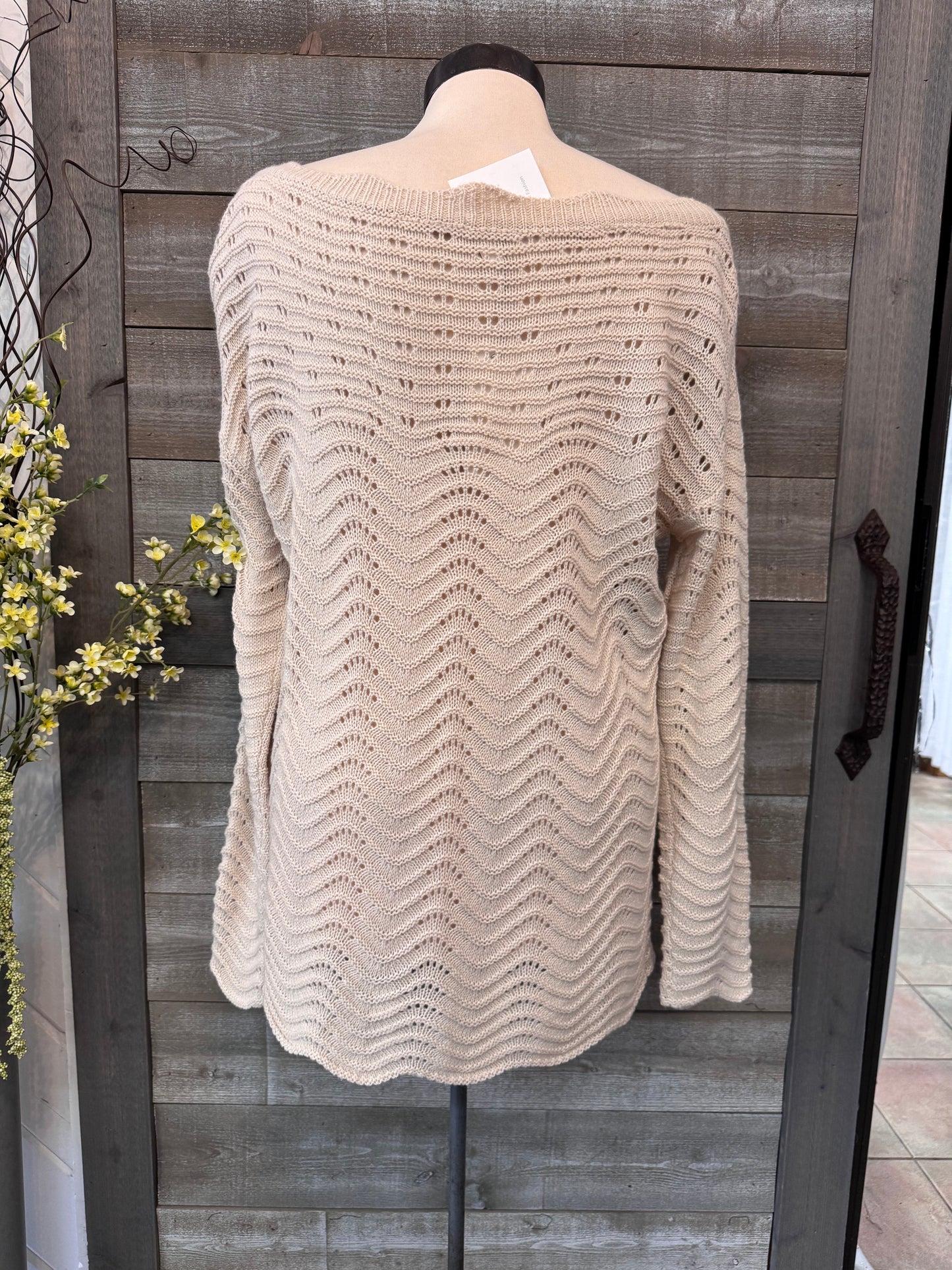 Cream Knit cold shoulder Sweater