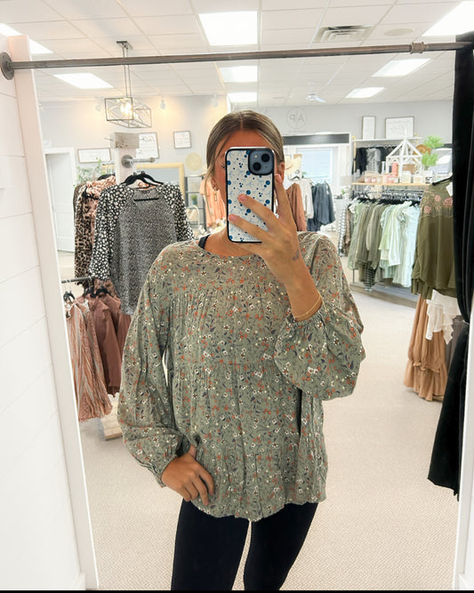 Light Green Floral Top