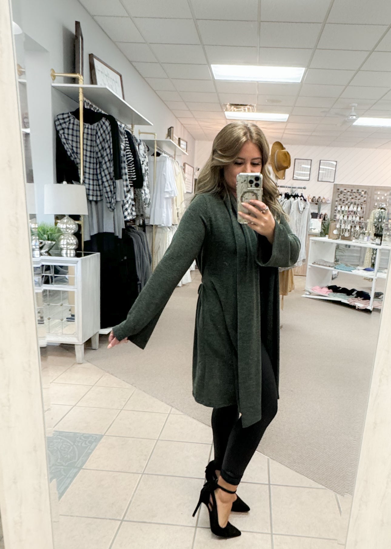 Hunter Green Wrap Cardigan