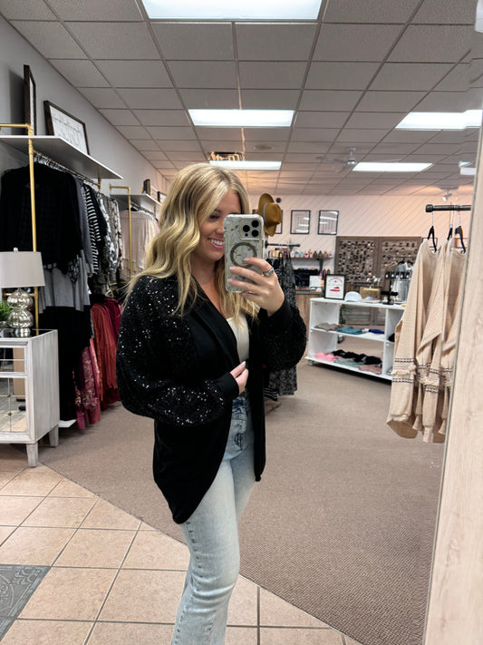 Sequin Sleeve Cardigan