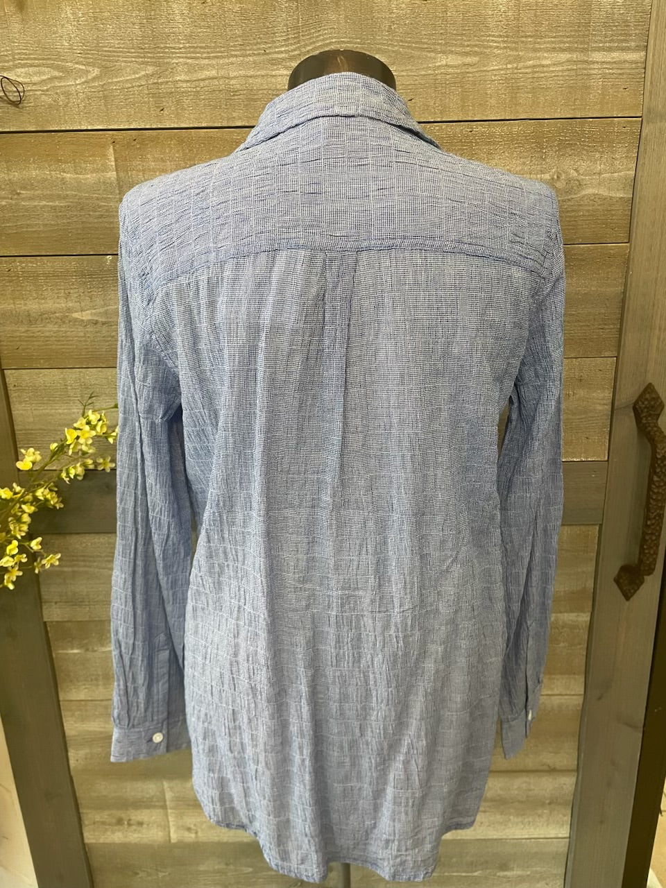 Crinkle Linen Blue Beach Long Sleeve