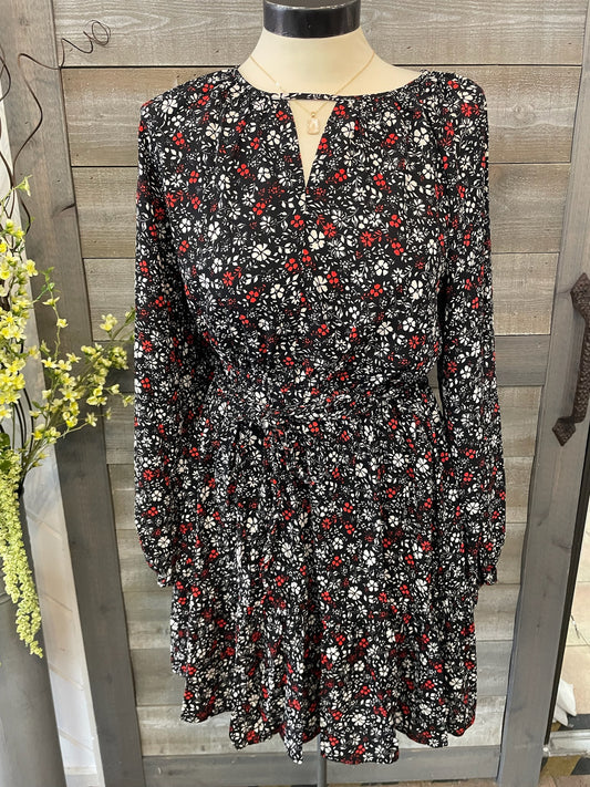 Red and White Floral Dress