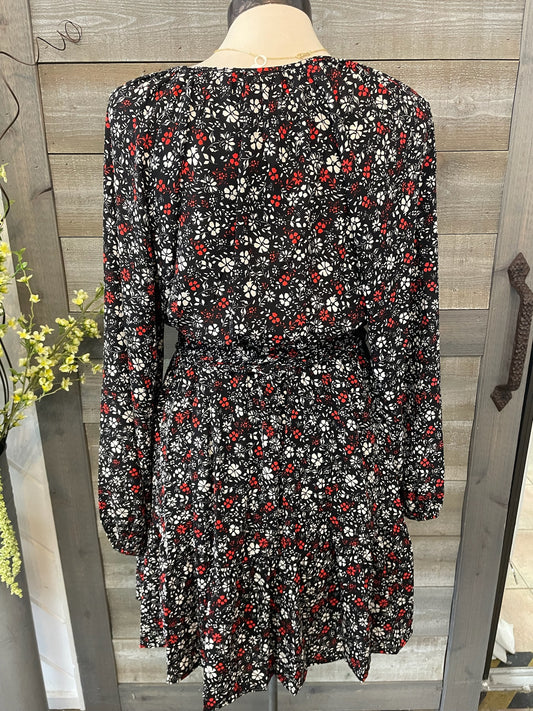 Red and White Floral Dress