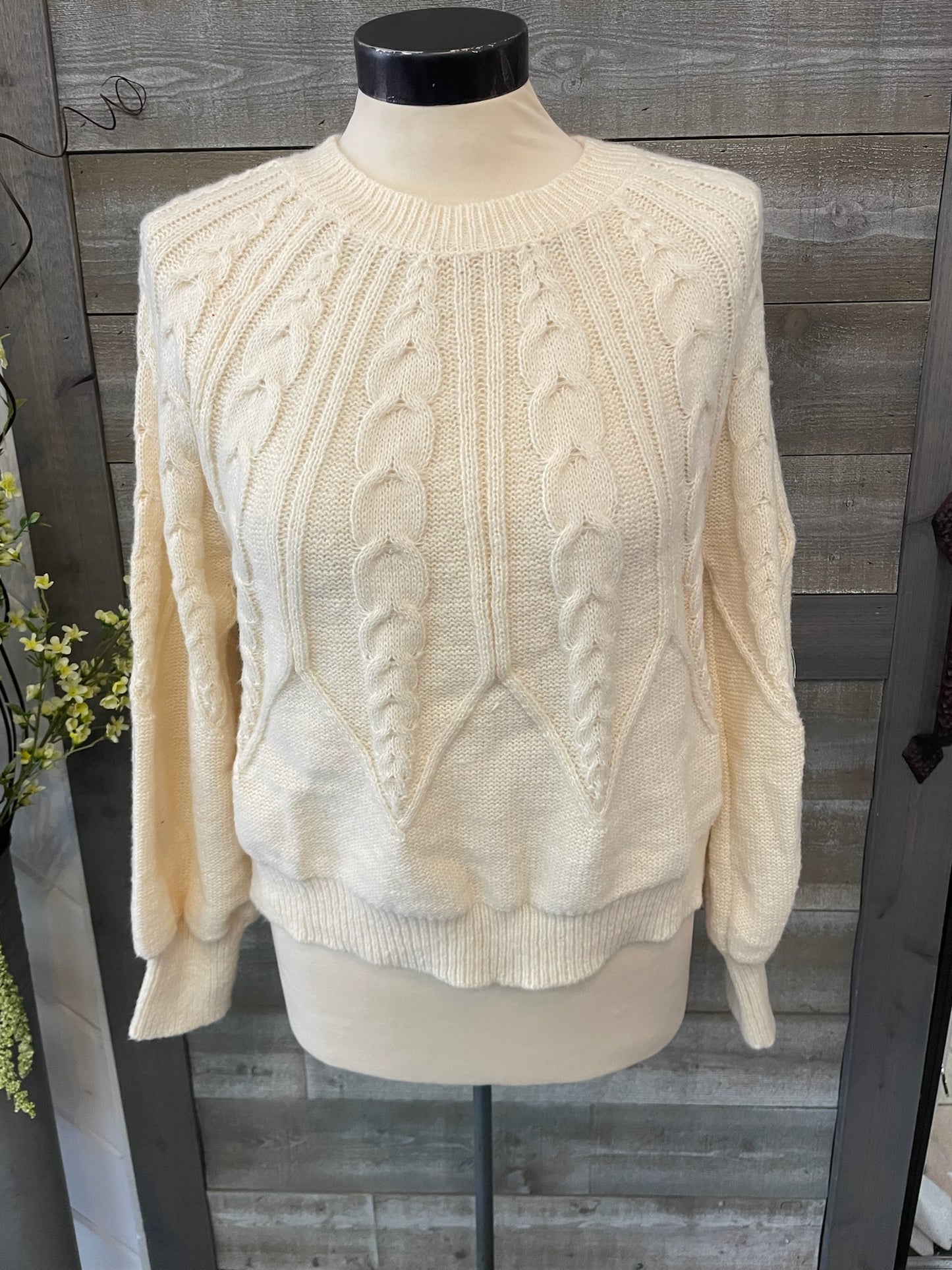 White Cable knit Sweater