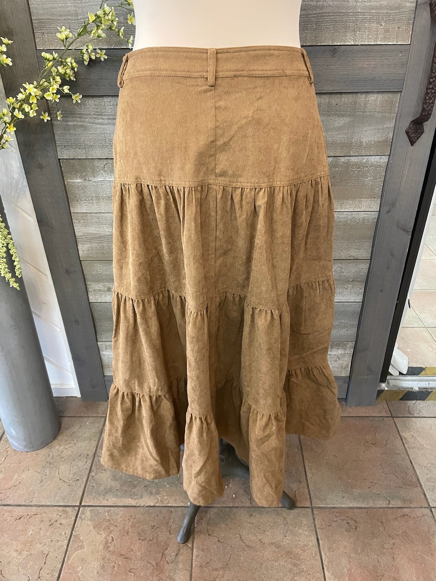 Carmel Boho Corduroy Midi Skirt