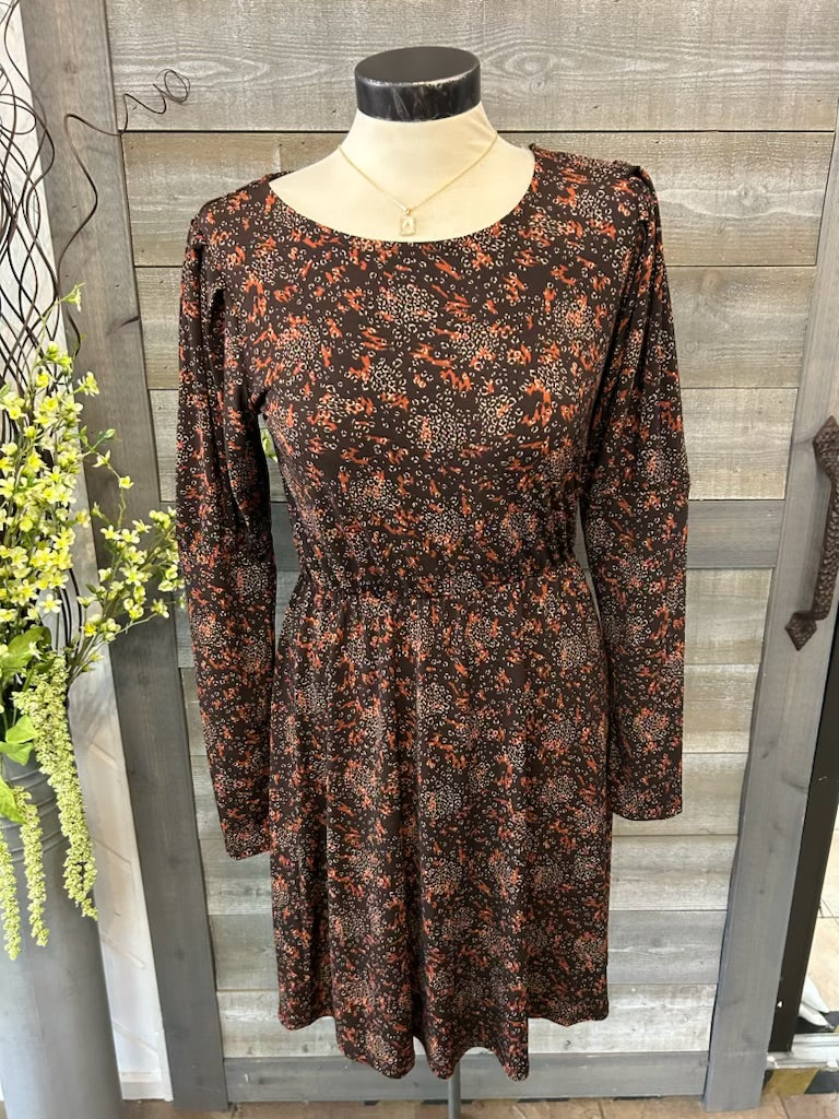 Brown and Orange Pattern Dress