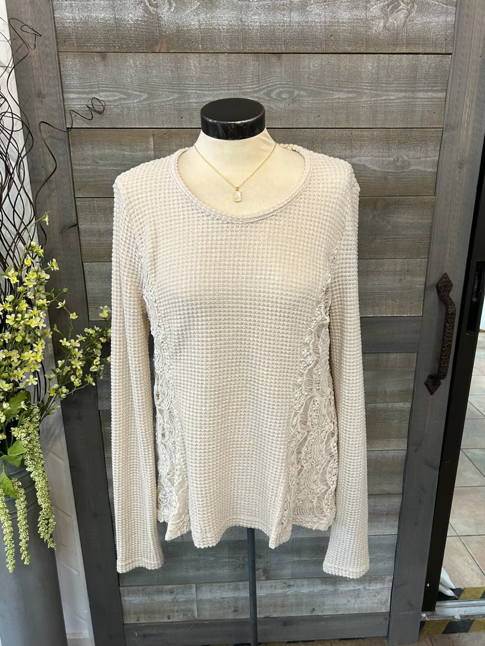 Waffle Side Lace Sweater