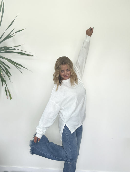 White Waffle Sweater
