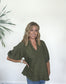 Puff Sleeve Army Green Top