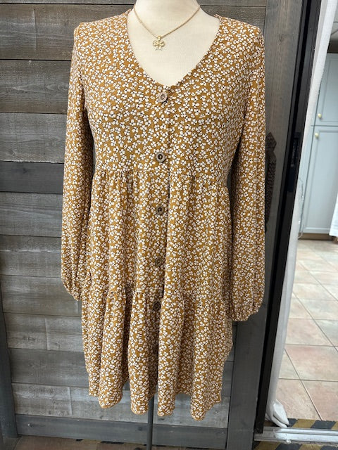 Mustard Floral Dress