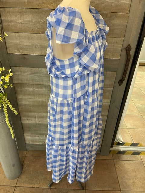 Blue and White Plaid Dress